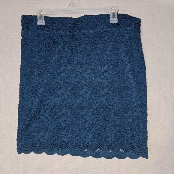 TORRID Floral Lace Mini Skirt Dark Teal Scalloped Hem Size 1X Mod Preppy Teatime - Picture 1 of 8